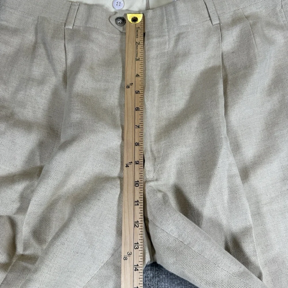 Vintage Jos A Bank Pants Men's 34x31 Beige Wool Blend Double Pleated Cuffed